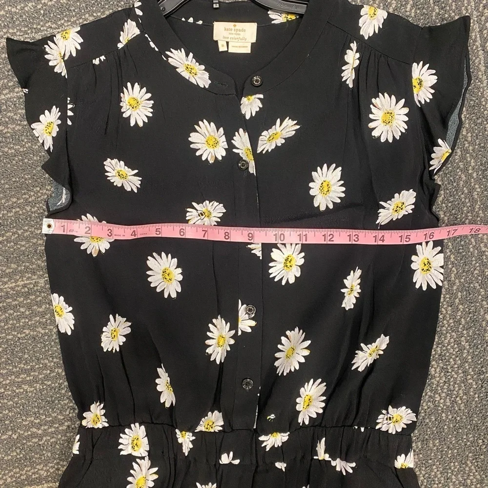Kate Spade Daisy Dot Crepe Button Down Romper Size 8